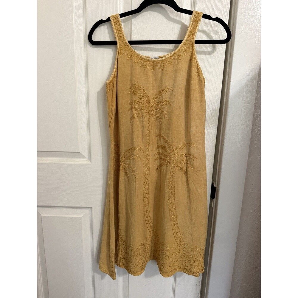 Vintage Coconut Lane Yellow Sleeveless Shift Dress O/S Beach Vacation Size M